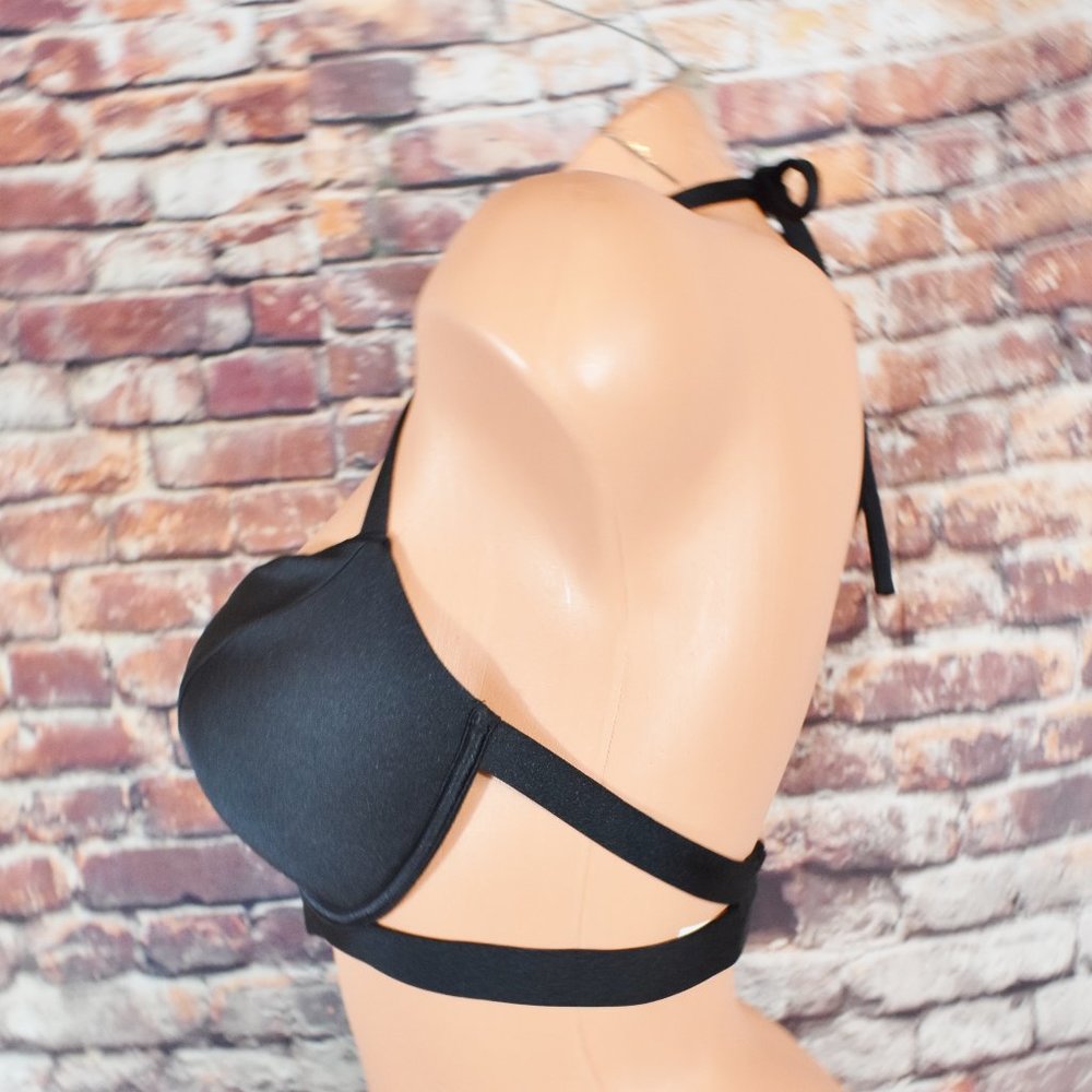 Victorias Secret 34D Swim The Hottie Halter bikini Top Black Push Up Strappy - Picture 7 of 12
